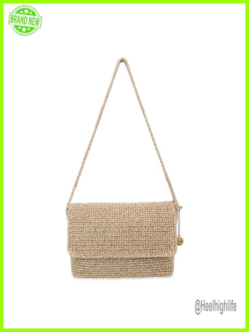 Hand-Crocheted Shoulder Bag Recycled Materials Zip Satchel Purse